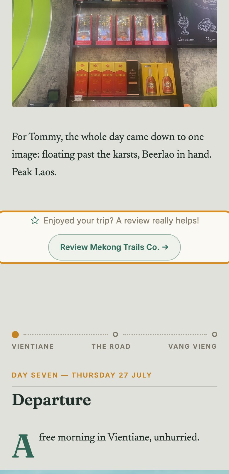 A storybook page on a phone: the review ask, outlined, between two chapters